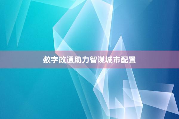 数字政通助力智谋城市配置